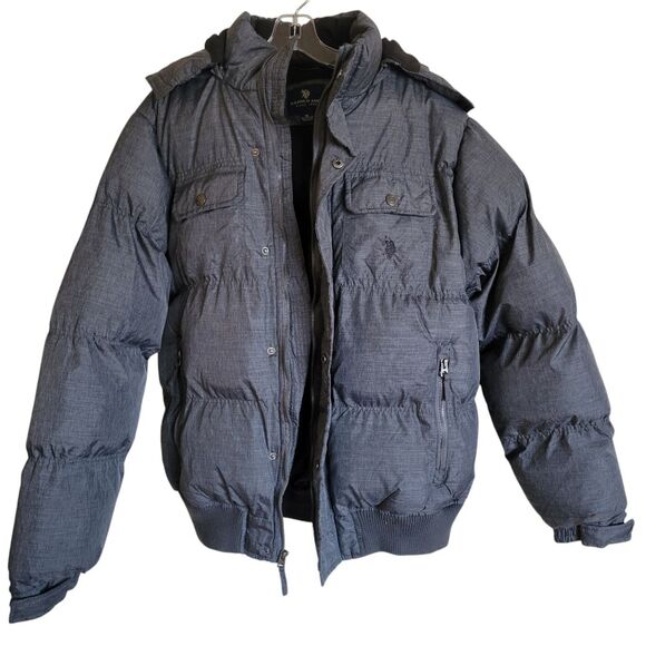 US Polo Assn Men's Size Medium Puffer Winter Jacket in Navy Blue - Picture 1 of 15